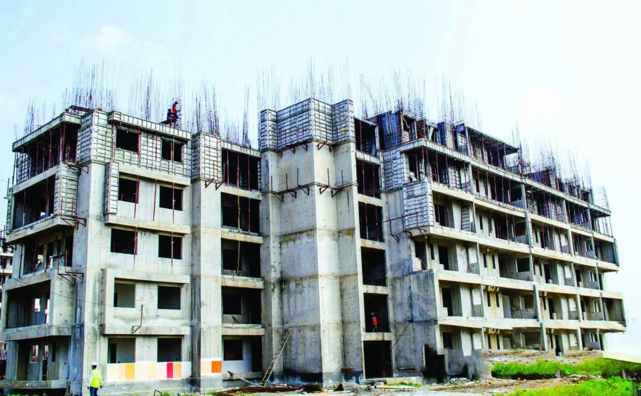 Ganga Towers rising under construction at River Valley Township (2018)