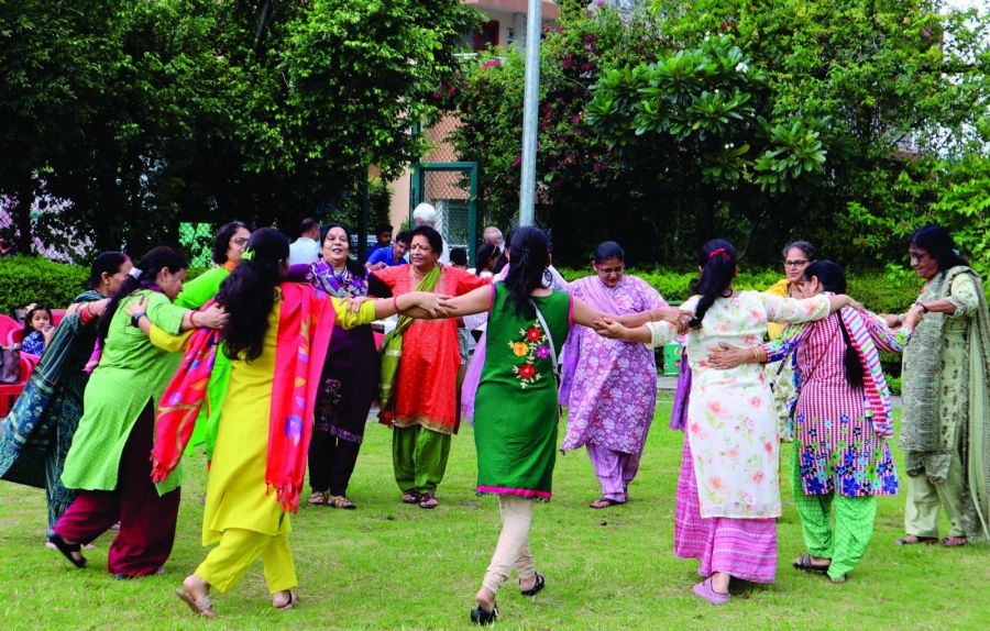 Residents celebrating a festival together on the lawns of River Valley Township
